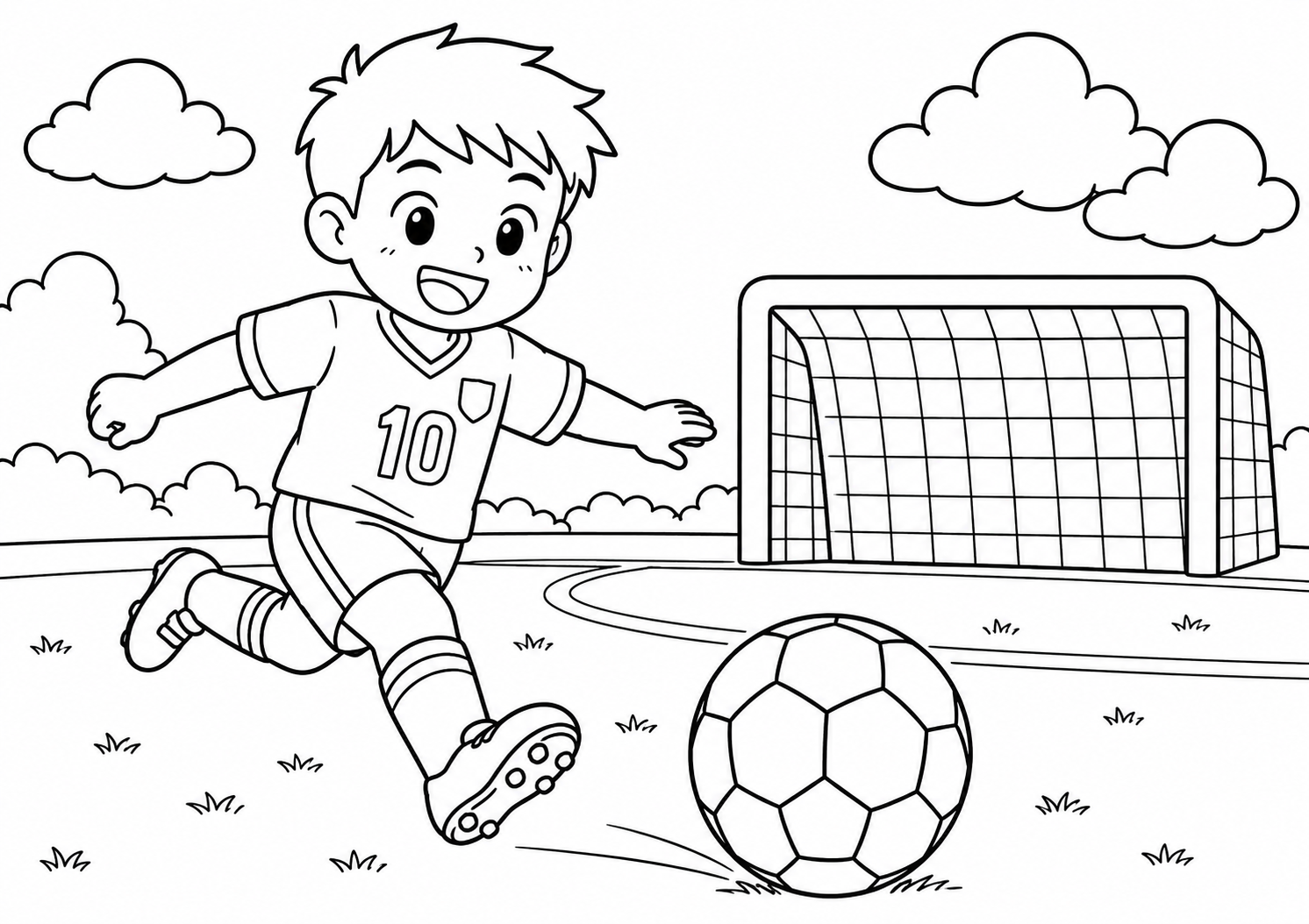 サッカーを楽しむ少年