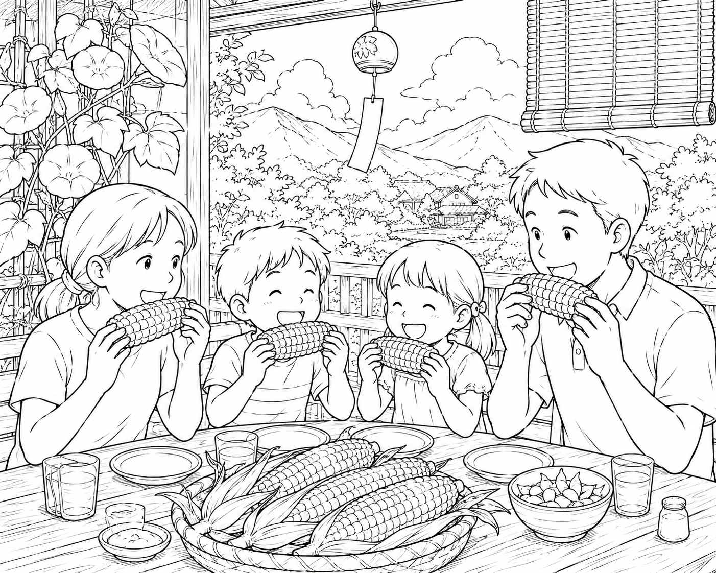 一家団欒とうもろこし