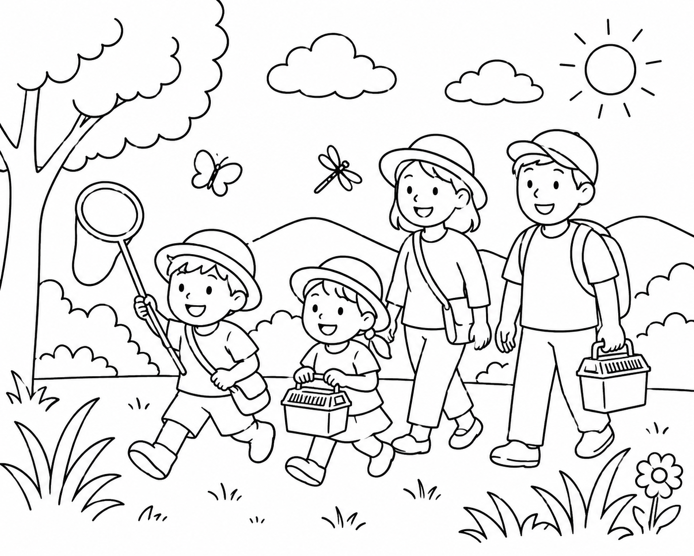家族で虫取り