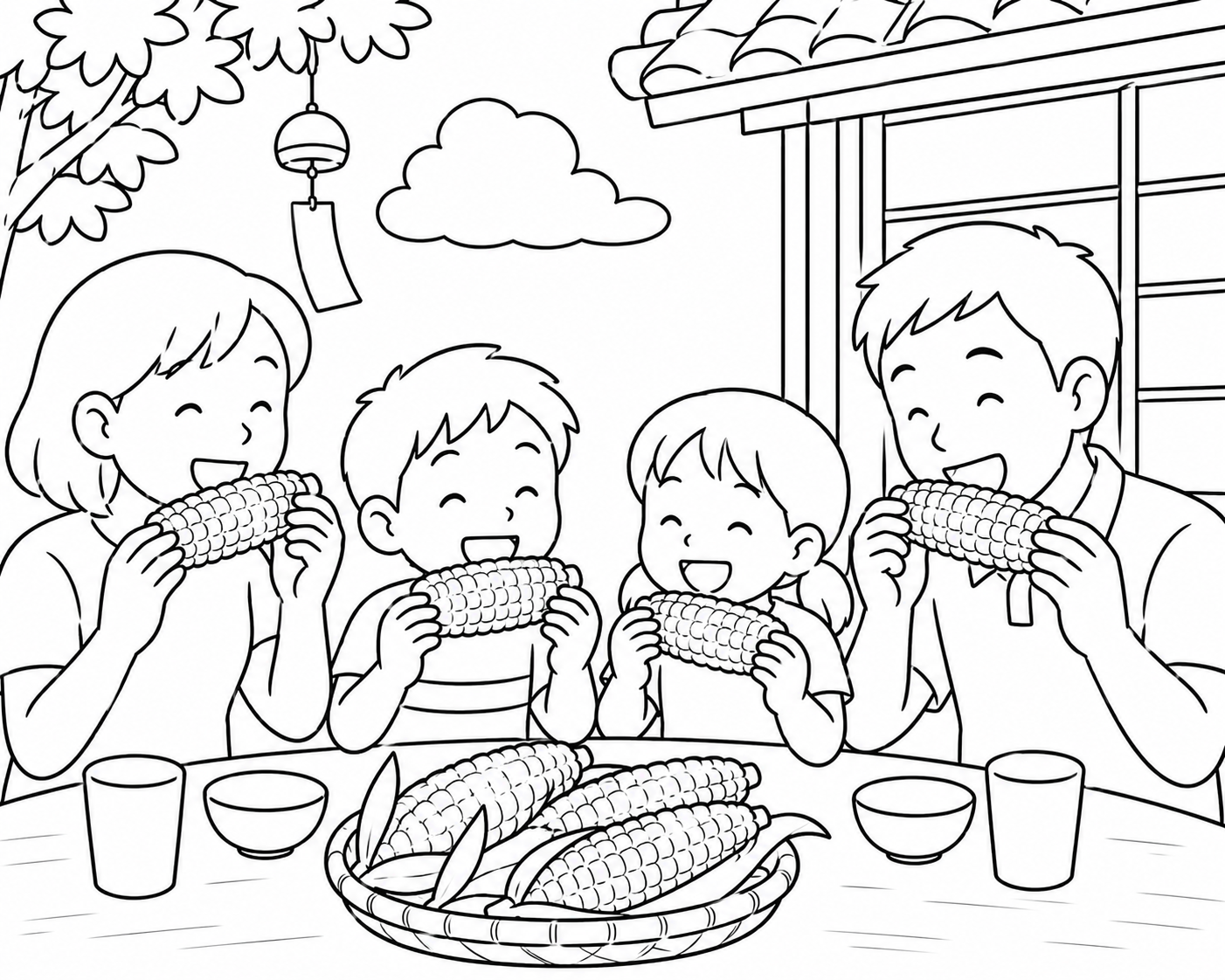 家族で食べるとうもろこし